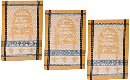 Set of 3 Bee Hive Cotton Jacquard Kitchen Towels