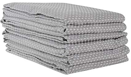 Linen and Towel 6 Pack Premium Cotton Kitchen Dish Towel, 18 inch x 28 inch, Ring Spun Cotton in Rice Weave, Grey, Multi-purpose Kitchen Napkin, Dish Towels