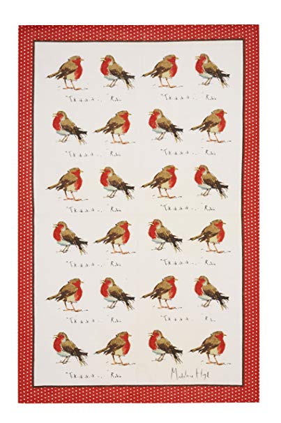 Ulster Weavers Madeleine Floyd Christmas Robins Linen Tea Towel