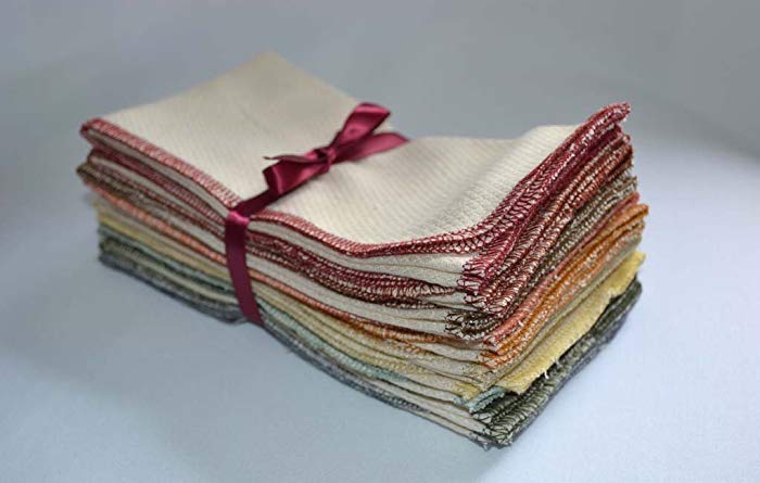 NEW!!! Paperless Towels, 1-Ply, Made from Organic Cotton Birdseye Fabric -14x14 inchs. Set of 10 in Earthtones