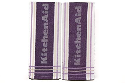 KitchenAid Kitchen Towel, Stripe, Plum, 2 Pack