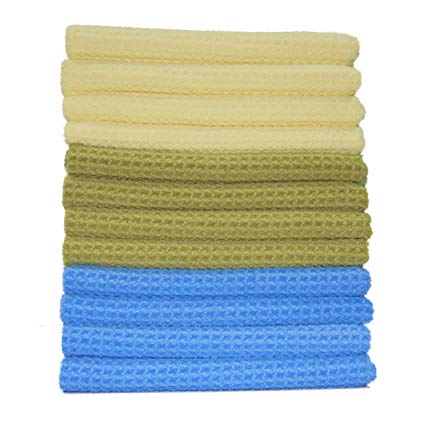 Polyte Premium Microfiber Kitchen Towel Waffle Weave, 16 x 28 in, 12 Pack