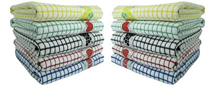 Fecido Fruity Kitchen Collection Complete Set Dish Towels - Heavy Duty - Super Absorbent - 100% Cotton - The Best European Tea Towels With Fruit Design, 10 Pack